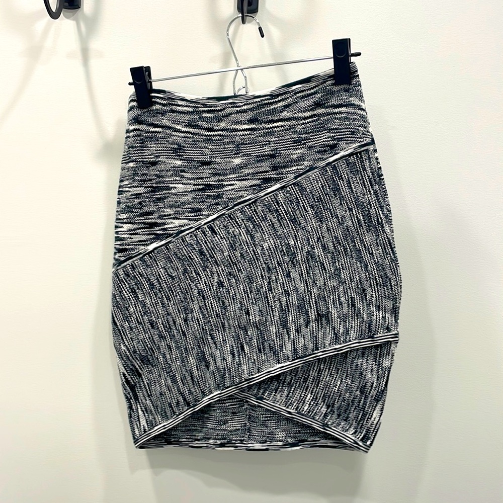 Knit mini skirt - grey blue & white